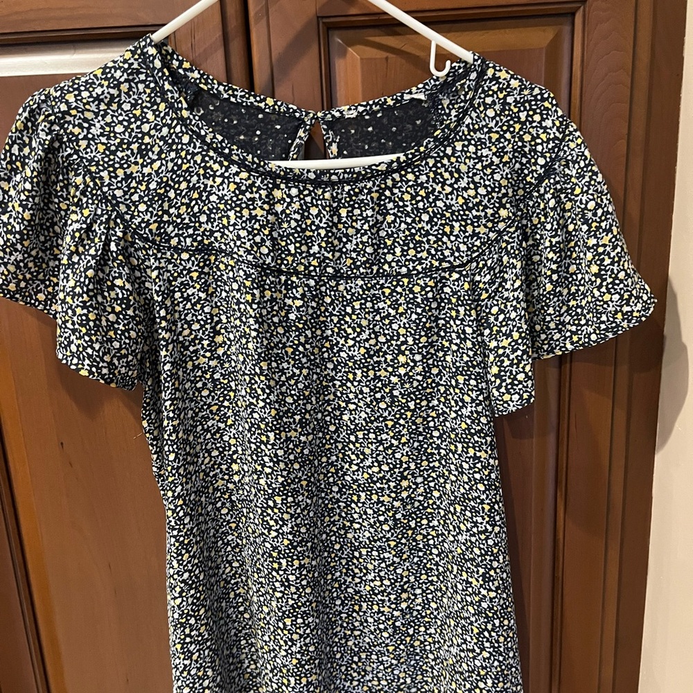 LOFT Black and White Floral Top